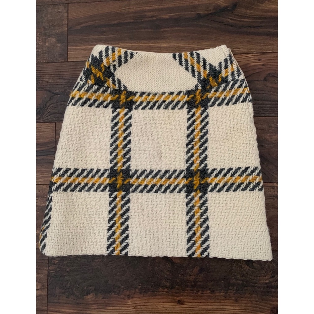 Vintage 60s mod plaid wool knit skirt